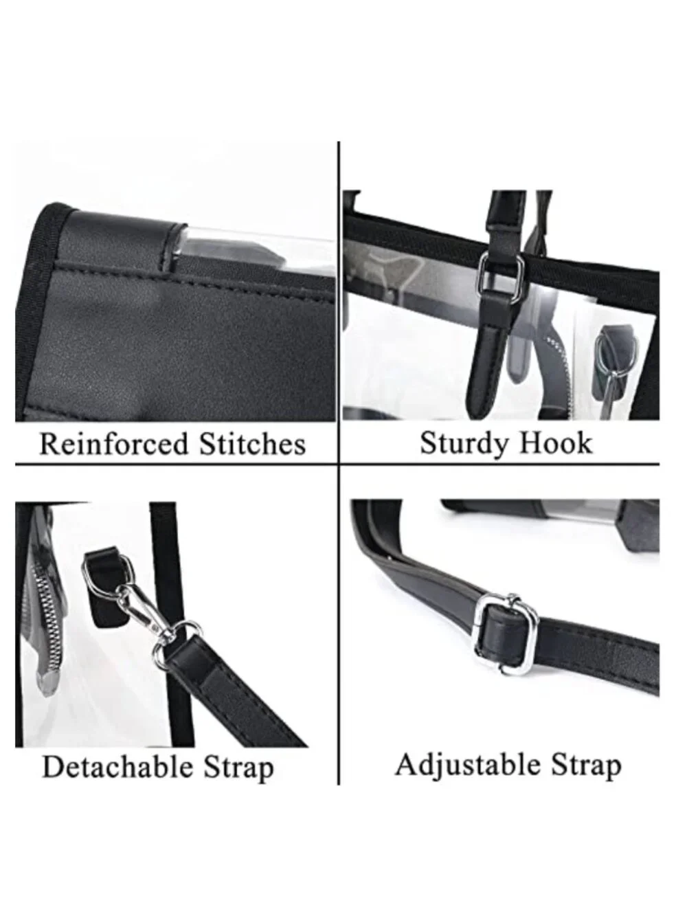 Clear Tote Bag Stadium Approved Transparent Crossbody Handbag Nylon
